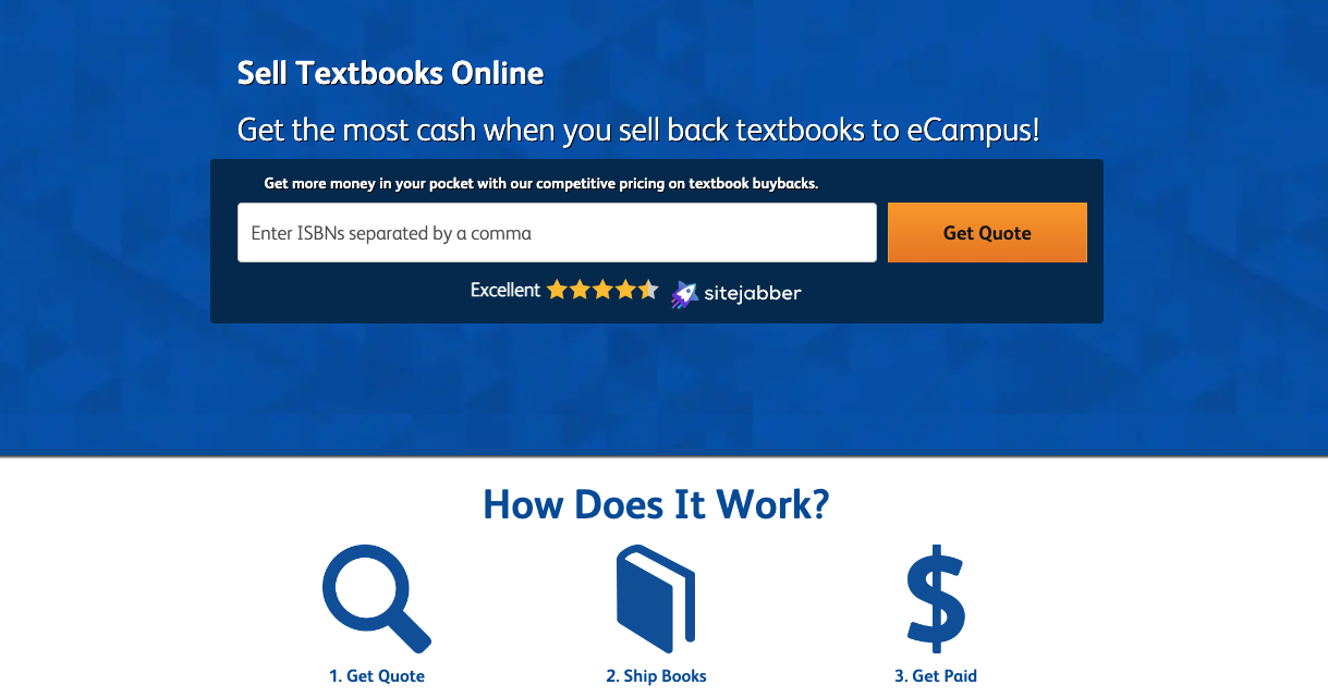 Revisión de ecampus: vender libros de texto en línea